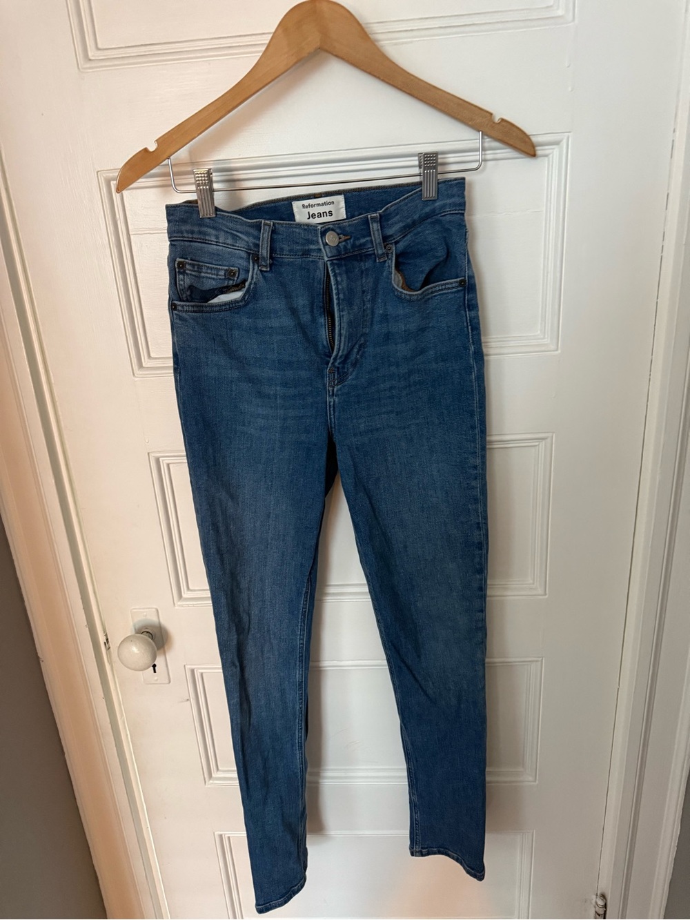 Reformation Skinny Jeans in Medium Blue Denim